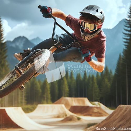 Image of bmx bike jumping at track