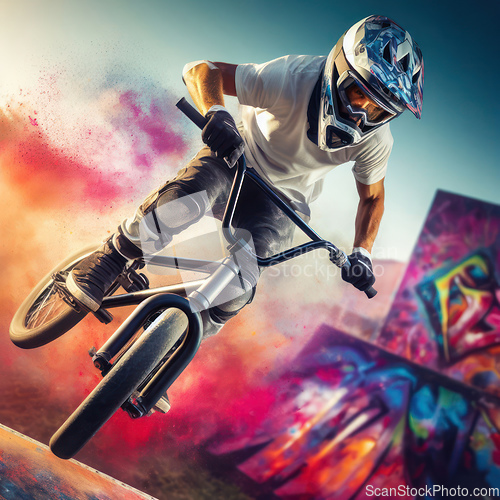 Image of bmx bike jumping at track