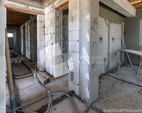 Image of Unfinished basement room under construction