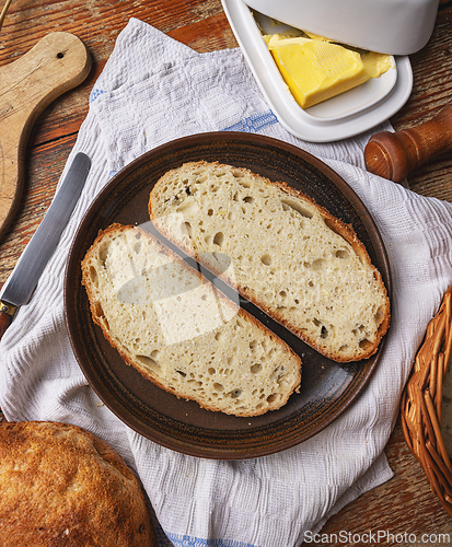 Image of Fresh sourdough bread slices