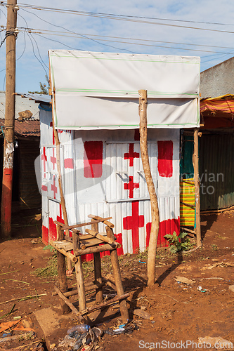 Image of Ethiopian hut as Emergency Aid Hut. Dembecha city Amhara Region.