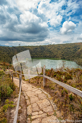 Image of Lake Guatavita (Laguna Guatavita) located in the Colombian Andes. Cundinamarca department of Colombia