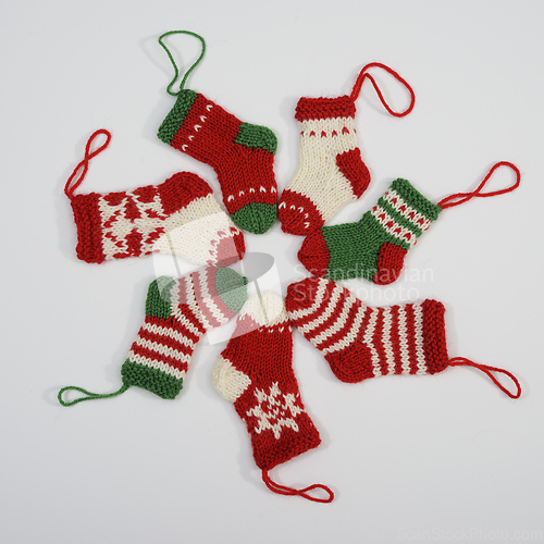 Image of Cozy family tradition captured in handcrafted holiday stockings