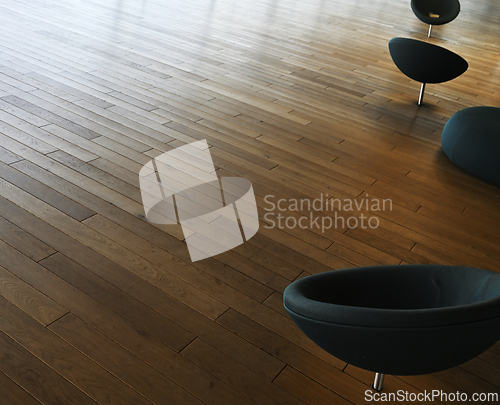 Image of A group of chairs on a wood floor