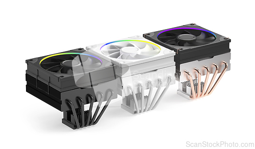 Image of Low-profile cpu air coolers with different colors