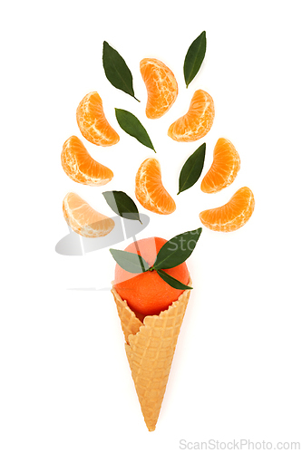 Image of Surreal Ice Cream Cone Healthy Tangerine Fruit  