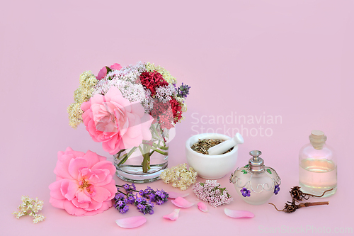 Image of Adaptogen Herbal Medicine Preparation with Herbs and Flowers