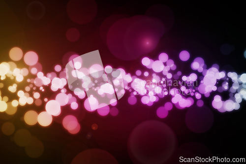 Image of Colourful, bubbles and neon for bokeh, light and pink for circle, shimmer and bright for bold and graphic. Wallpaper, pretty and sparkle for shape, yellow and glow for contrast and dots for purple