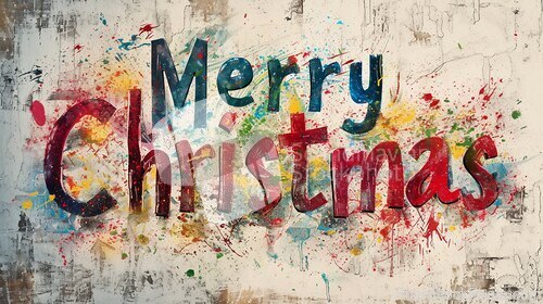 Image of Words Merry Christmas created in Altered Art.