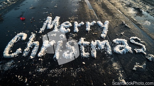 Image of Asphalt Merry Christmas concept creative horizontal art poster.