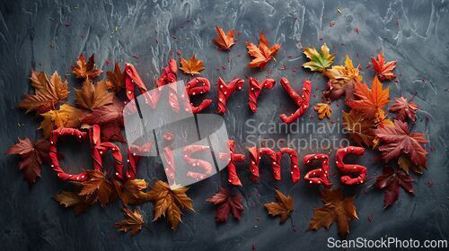 Image of Autumn Merry Christmas concept creative horizontal art poster.