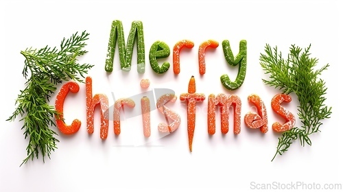 Image of Words Merry Christmas created in Baby Carrot Typography.