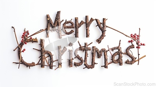 Image of Words Merry Christmas created in Birch Twig Letters.