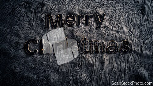 Image of Black Fur Merry Christmas concept creative horizontal art poster.