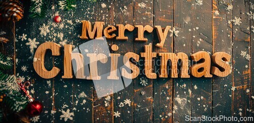 Image of Brown Merry Christmas concept creative horizontal art poster.