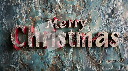 Image of Gneiss Stone Merry Christmas concept creative horizontal art poster.