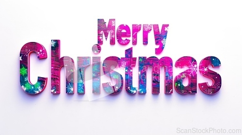 Image of Words Merry Christmas created in Glitch Art.