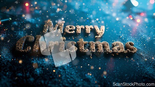 Image of Glitter Merry Christmas concept creative horizontal art poster.