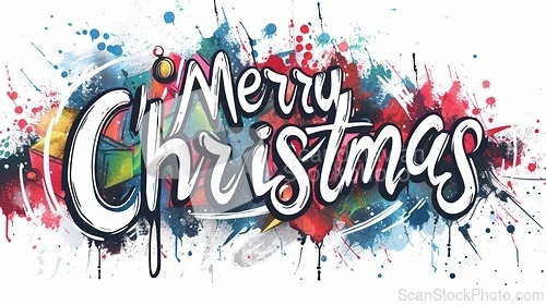 Image of Words Merry Christmas created in Graffiti Calligraphy.