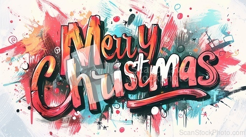 Image of Words Merry Christmas created in Graffiti Calligraphy.