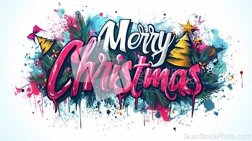 Image of Words Merry Christmas created in Graffiti Calligraphy.