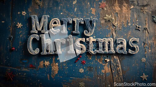 Image of Denim Merry Christmas concept creative horizontal art poster.