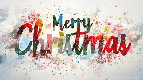 Image of Words Merry Christmas created in Digital Painting.