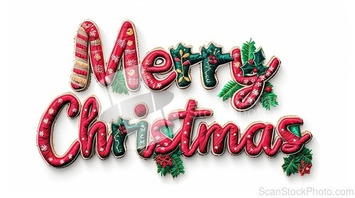 Image of Words Merry Christmas created in Embroidery Lettering.