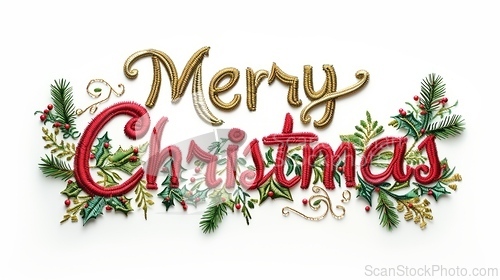 Image of Words Merry Christmas created in Embroidery Lettering.