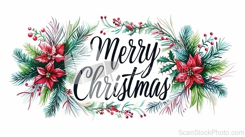 Image of Words Merry Christmas created in Floral Lettering.