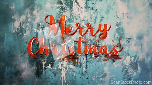 Image of Fresco Merry Christmas concept creative horizontal art poster.