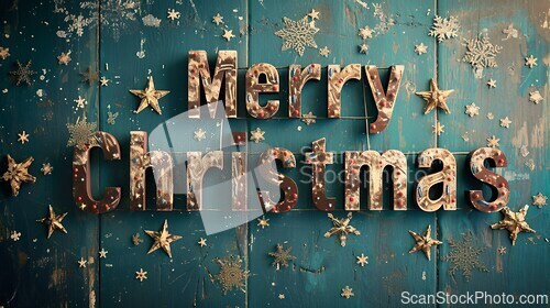 Image of Fresco Merry Christmas concept creative horizontal art poster.