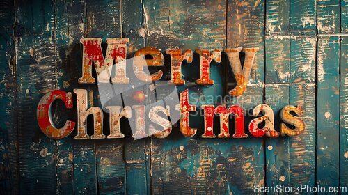 Image of Fresco Merry Christmas concept creative horizontal art poster.