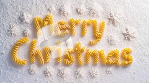 Image of Words Merry Christmas created in Fusilli Typography.