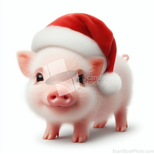 Image of cute and happy little piglet