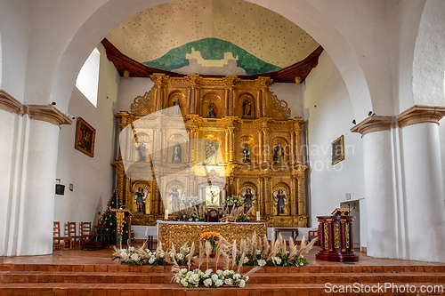 Image of Iglesia Senora del Rosario, Villa de Leyva, buildings and historical UNESCO architecture. Boyaca department, Colombia.