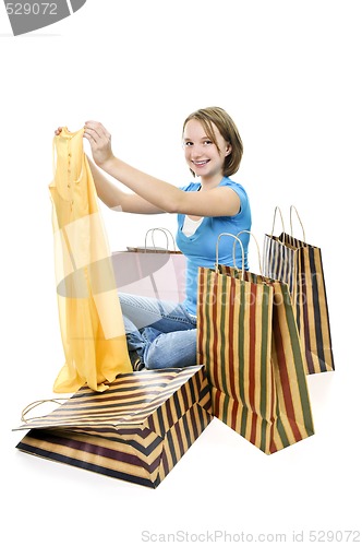 Image of Teenage girl with shopping bags