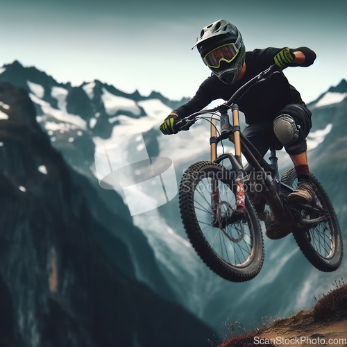 Image of rough downhill mountain bike racing