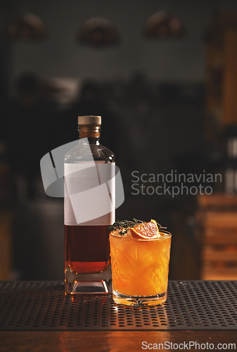 Image of Whiskey cocktail on bar counter