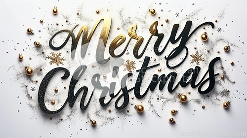 Image of Words Merry Christmas created in Italic Calligraphy.