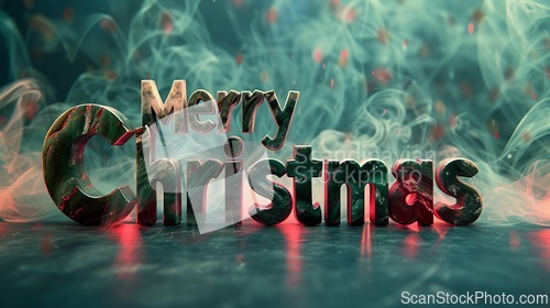 Image of Onyx Crystal Merry Christmas concept creative horizontal art poster.