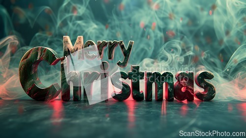 Image of Onyx Crystal Merry Christmas concept creative horizontal art poster.