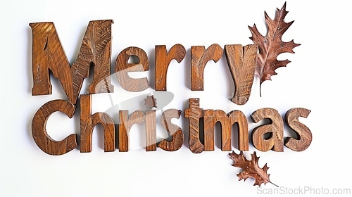 Image of Words Merry Christmas created in Oak Leaf Letters.