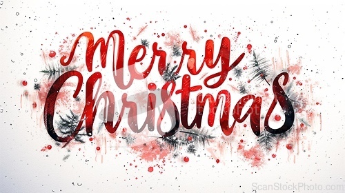 Image of Words Merry Christmas created in Modern Calligraphy.