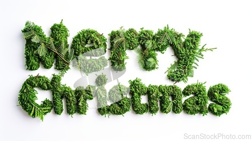 Image of Moss Merry Christmas concept creative horizontal art poster.