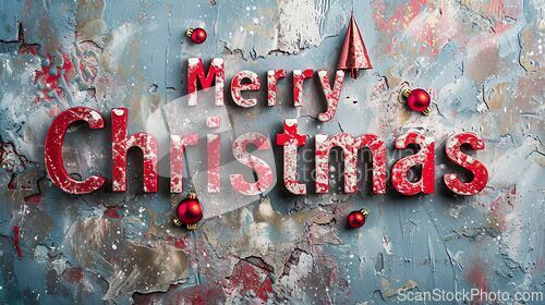 Image of Marmorino Merry Christmas concept creative horizontal art poster.