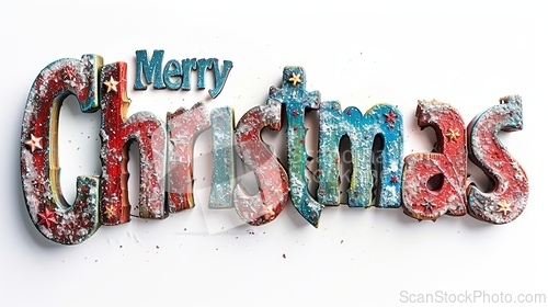 Image of Words Merry Christmas created in Mixed Media Sculpture.