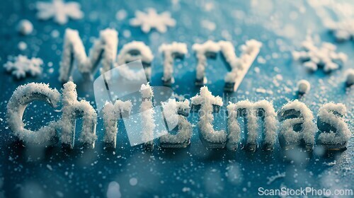 Image of Snow Merry Christmas concept creative horizontal art poster.