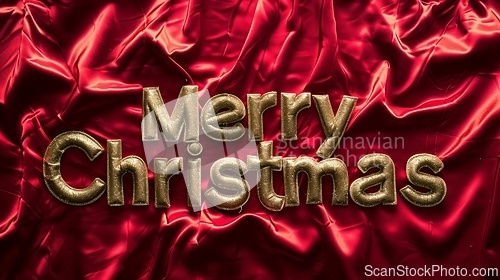 Image of Satin Merry Christmas concept creative horizontal art poster.