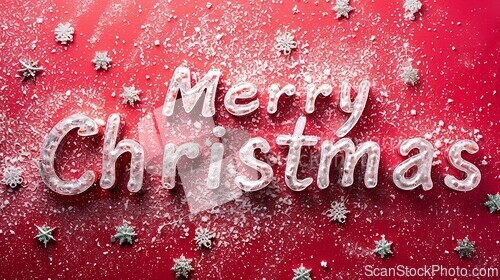 Image of Shiny Surface Merry Christmas concept creative horizontal art poster.